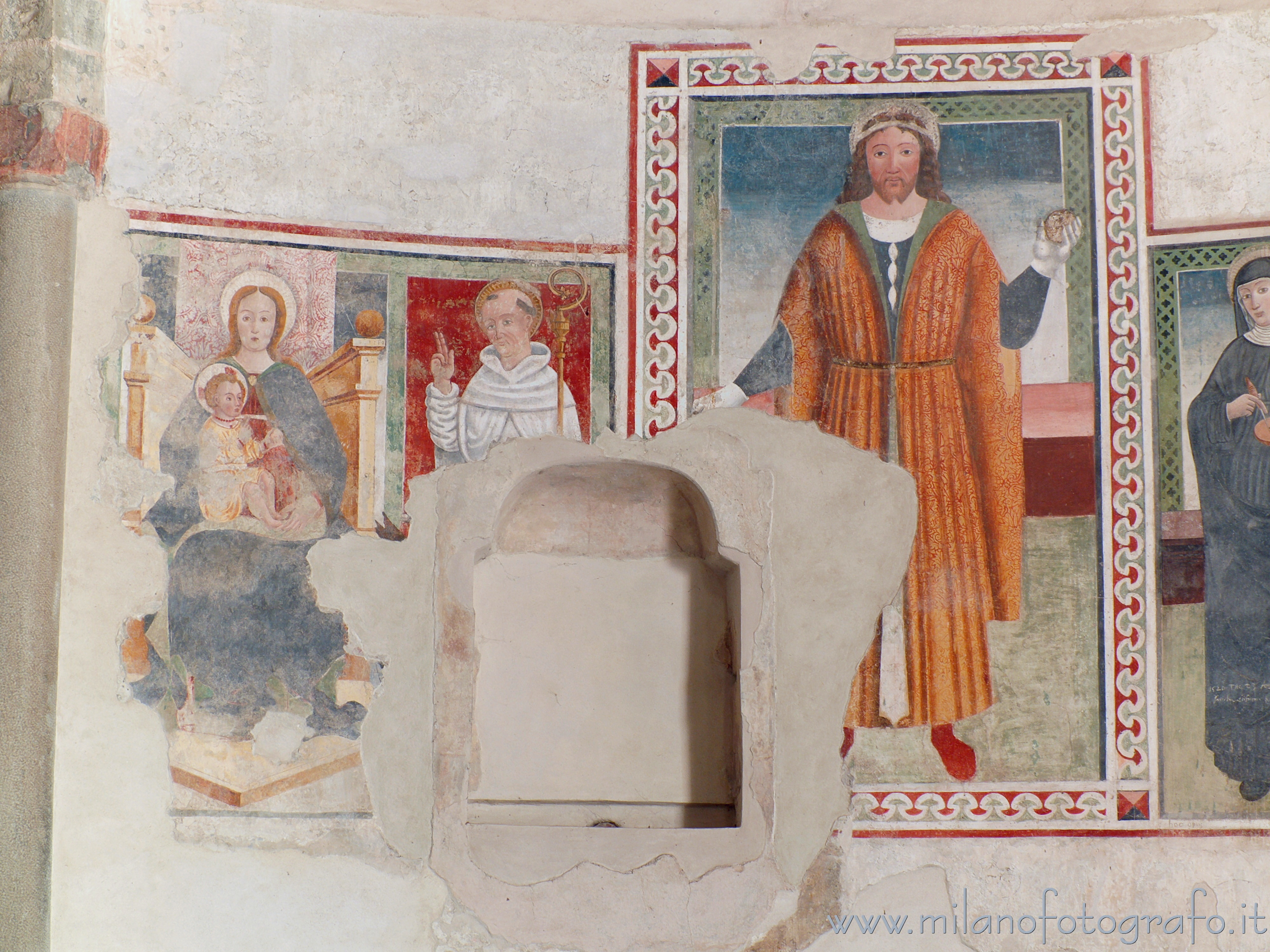 Oggiono (Lecco, Italy) - Votive frescoes of saints in the Baptistery of St. John the Baptist